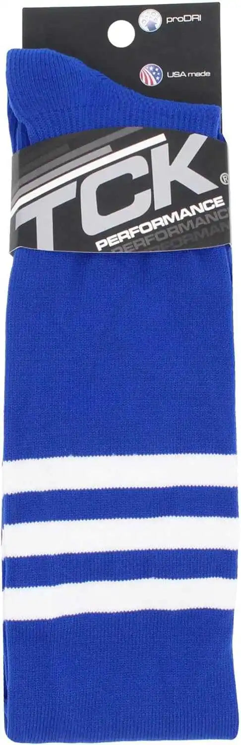 Tck Dugout Striped Over the Knee Baseball Socks - Royal White