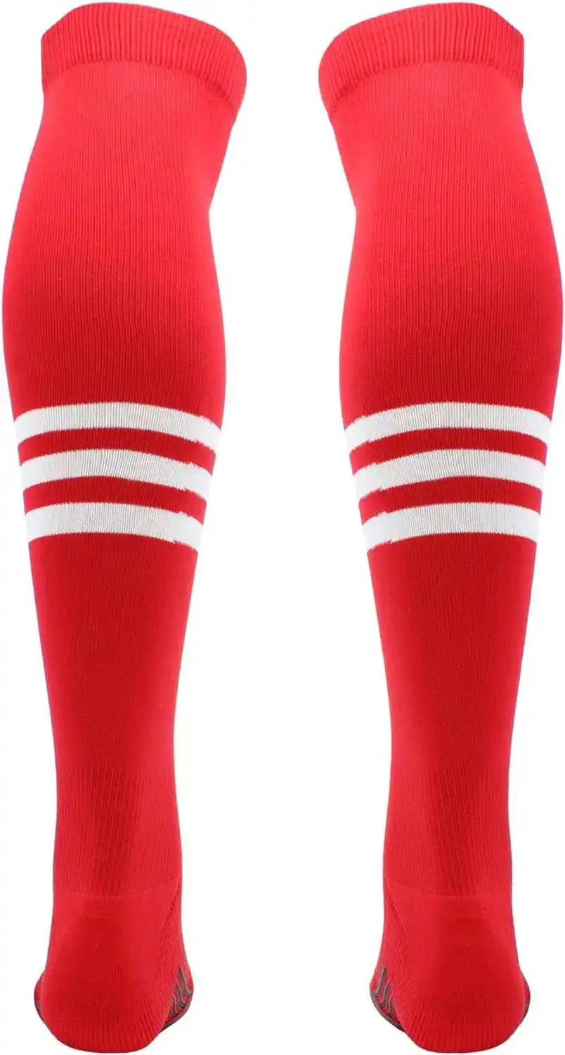 Tck Dugout Striped Over the Knee Baseball Socks - Scarlet White