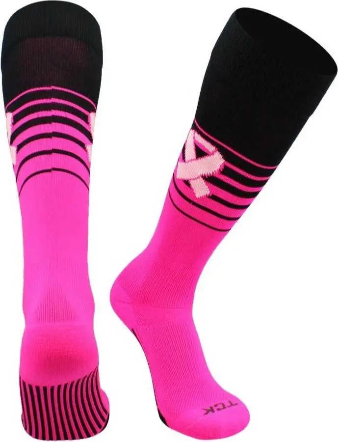 Tck Elite Breaker Aware Breast Cancer Awareness Knee High Socks - Black Hot Pink