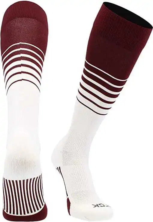 Tck Elite Breaker Knee High Socks Maroon White