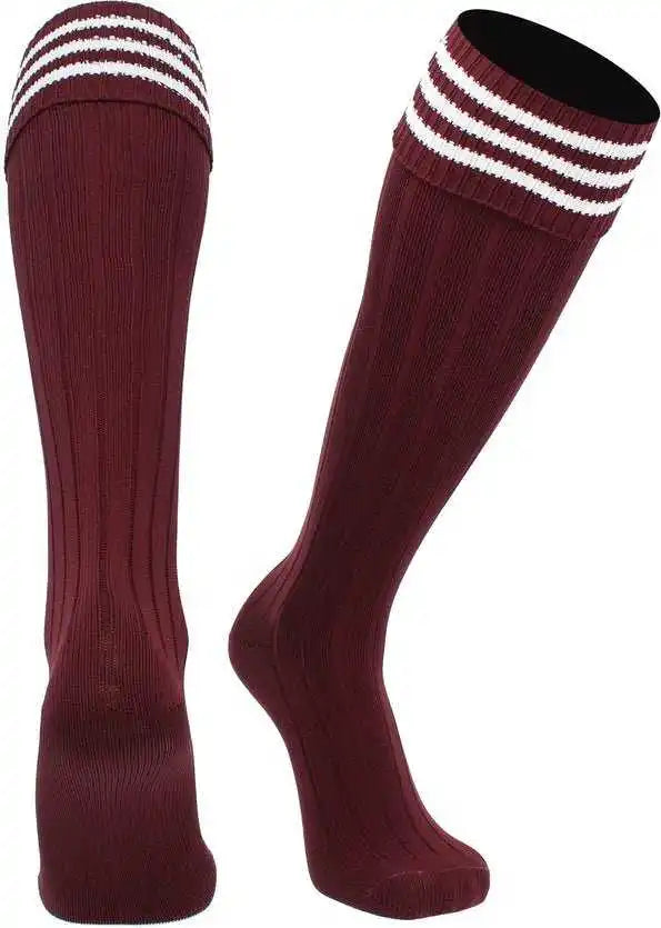 Tck Euro 3-stripe Soccer Socks - Maroon White