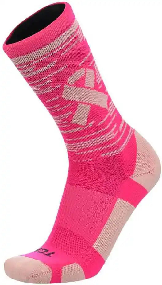 Tck Fastline Aware Breast Cancer Ribbon Crew Socks - Hot Pink
