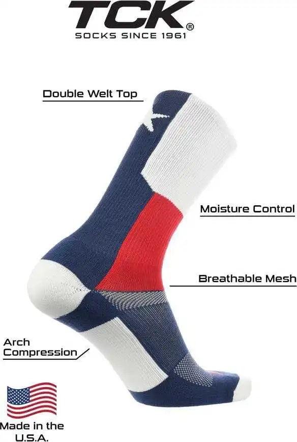 Tck Flag Texas Crew Socks - Red White Blue
