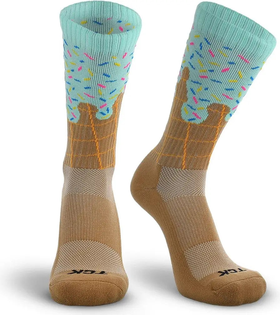 Tck Icy Mint Freeze Ice Cream Cone Crew Socks - Lt Brown Tennessee Orange