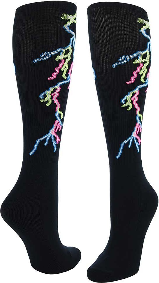 Tck Knee High Lightning Bolt Tube Socks - Black