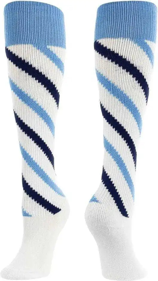Tck Krazisox Candy Stripe Knee High Socks - Columbia Blue Navy White