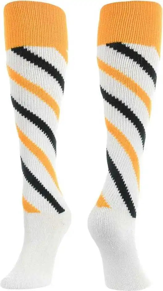 Tck Krazisox Candy Stripe Knee High Socks Gold Black White