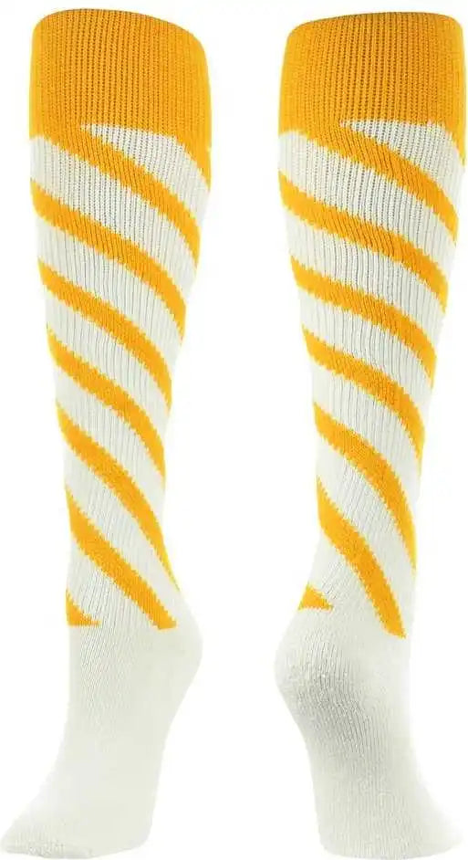 Tck Krazisox Candy Stripe Knee High Socks - Gold White