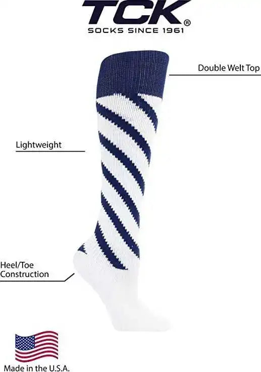 Tck Krazisox Candy Stripe Knee High Socks - Navy White