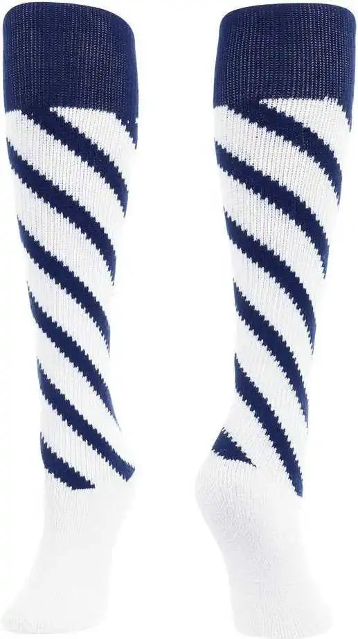 Tck Krazisox Candy Stripe Knee High Socks - Navy White