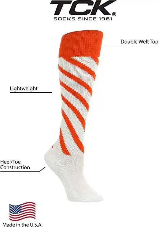 Tck Krazisox Candy Stripe Knee High Socks - Orange White