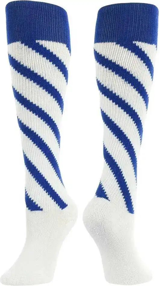 Tck Krazisox Candy Stripe Knee High Socks Royal White