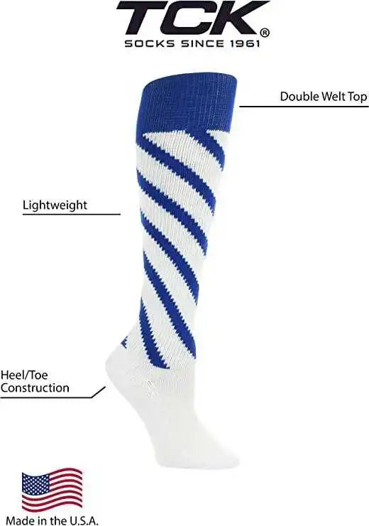 Tck Krazisox Candy Stripe Knee High Socks - Royal White