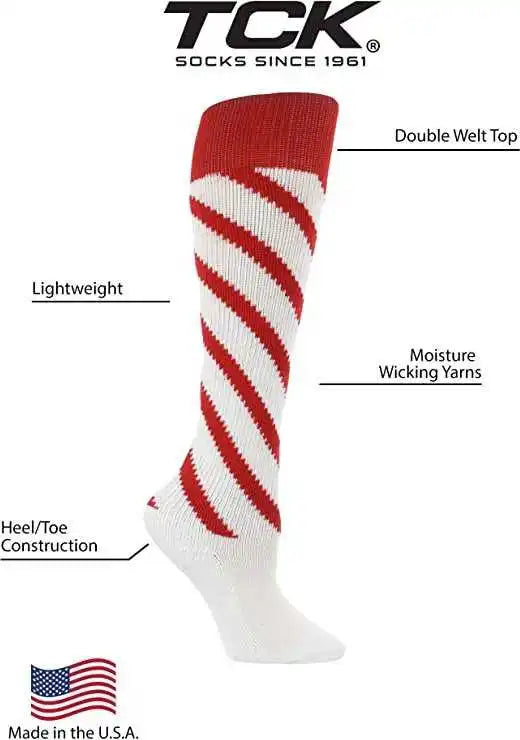 Tck Krazisox Candy Stripe Knee High Socks - Scarlet White