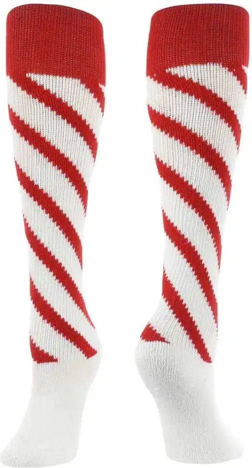 Tck Krazisox Candy Stripe Knee High Socks - Scarlet White
