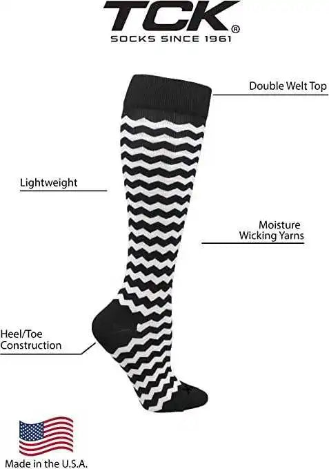 Tck Krazisox Chevron Knee High Socks - Black White