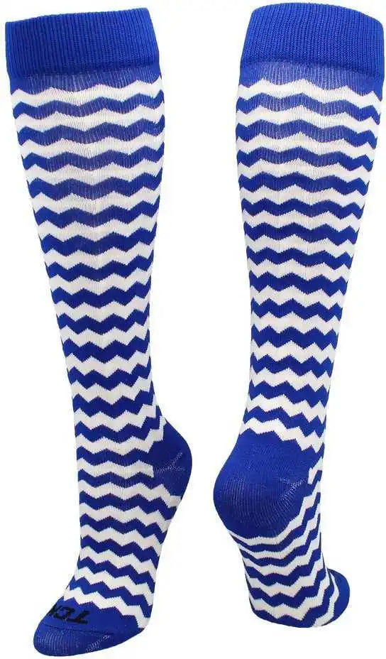 Tck Krazisox Chevron Knee High Socks - Royal White