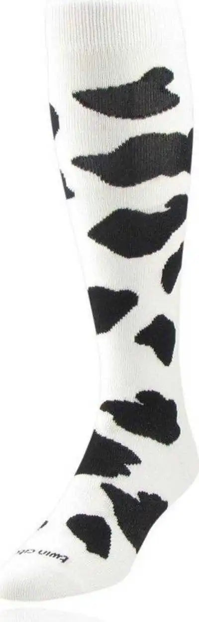 Tck Krazisox Cow Print Knee High Socks - White Black - Intermediate