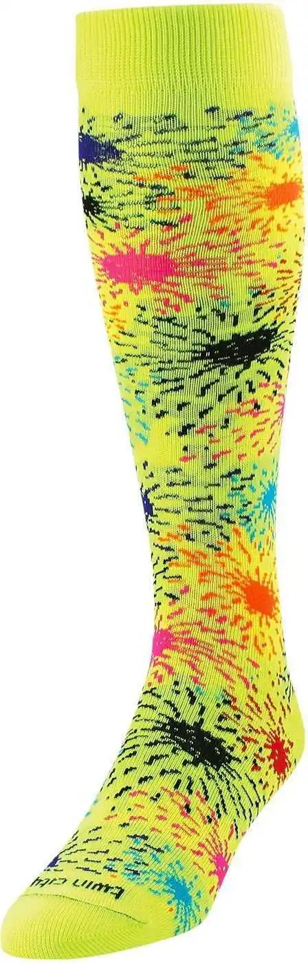 Tck Krazisox Fireworks Knee High Socks - Neon Yellow