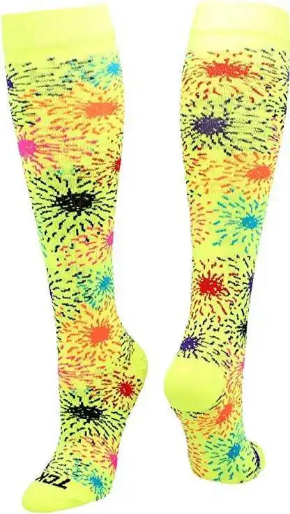 Tck Krazisox Fireworks Knee High Socks - Neon Yellow