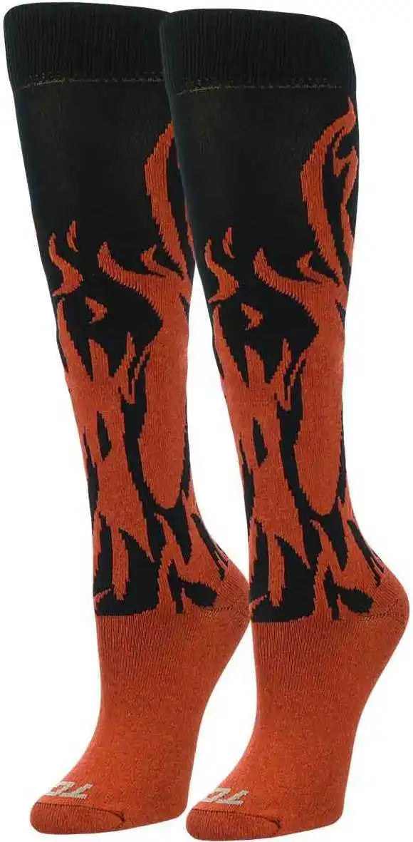 Tck Krazisox Flame Knee High Socks - Black Scarlet