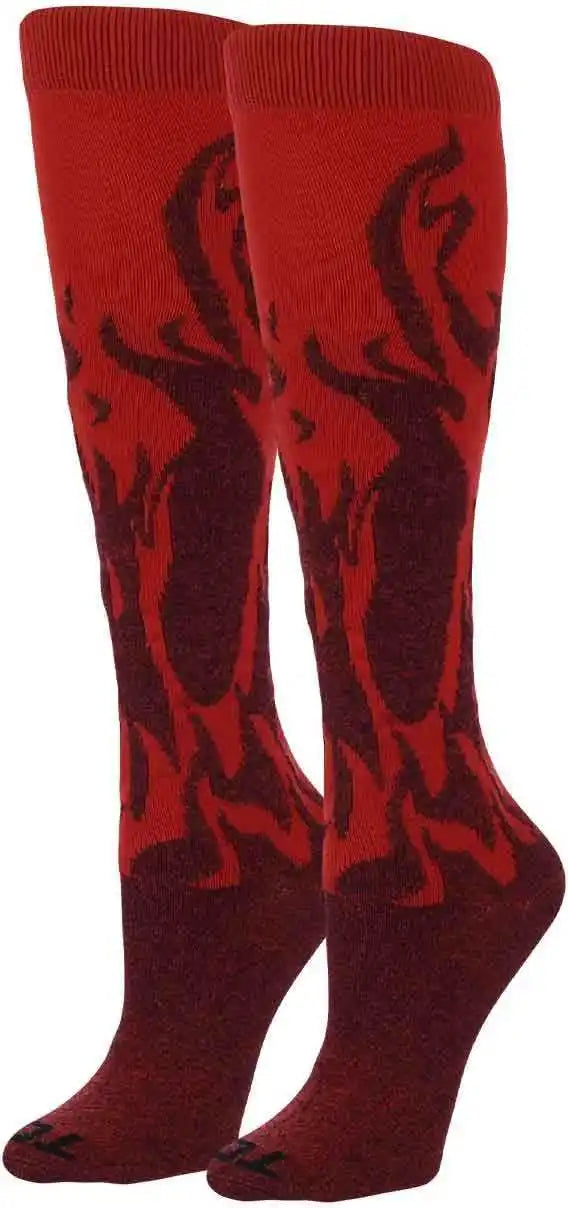 Tck Krazisox Flame Knee High Socks - Scarlet Black