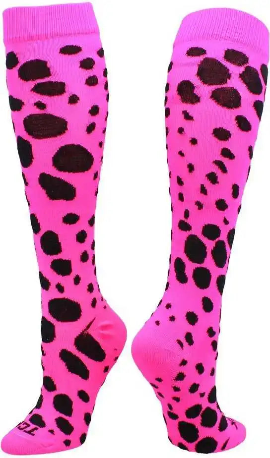 Tck Krazisox Leopard Knee High Socks - Hot Pink Black