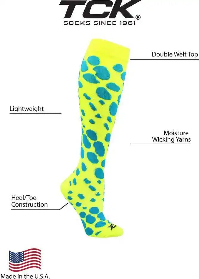 Tck Krazisox Leopard Knee High Socks Neon Yellow Electric Blue