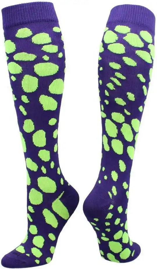 Tck Krazisox Leopard Knee High Socks - Purple Neon Green