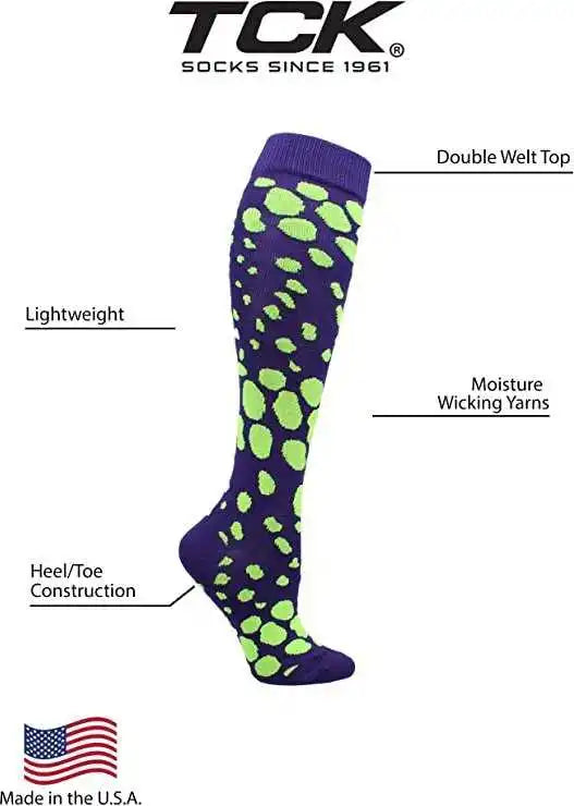 Tck Krazisox Leopard Knee High Socks - Purple Neon Green