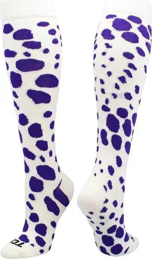 Tck Krazisox Leopard Knee High Socks - White Purple