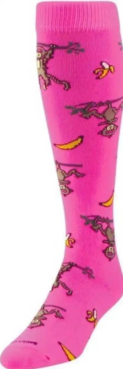 Tck Krazisox Monkeys & Bananas Knee High Socks Hot Pink / Intermediate