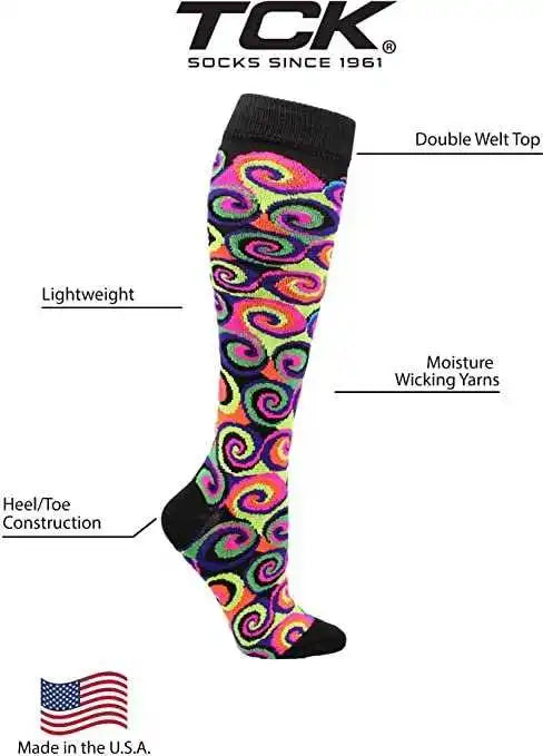 Tck Krazisox Neon Swirls Knee High Socks Black