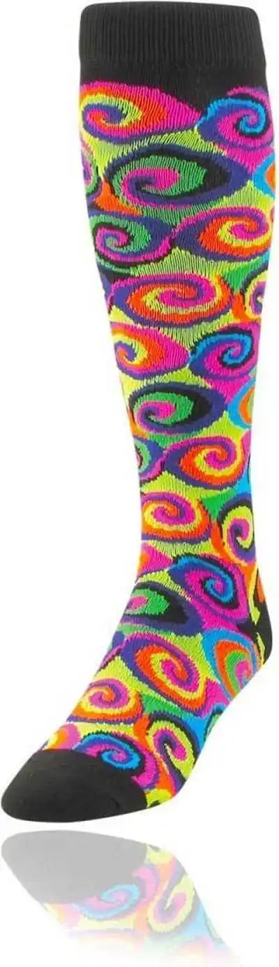 Tck Krazisox Neon Swirls Knee High Socks - Black