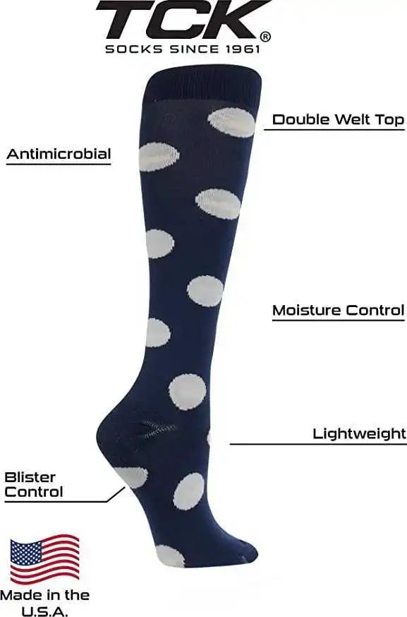 Tck Krazisox Polkadot Knee High Socks Navy White