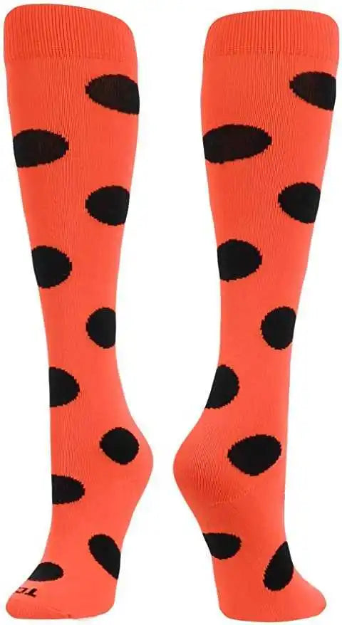 Tck Krazisox Polkadot Knee High Socks - Neon Orange Black