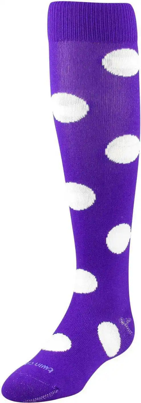 Tck Krazisox Polkadot Knee High Socks - Purple White