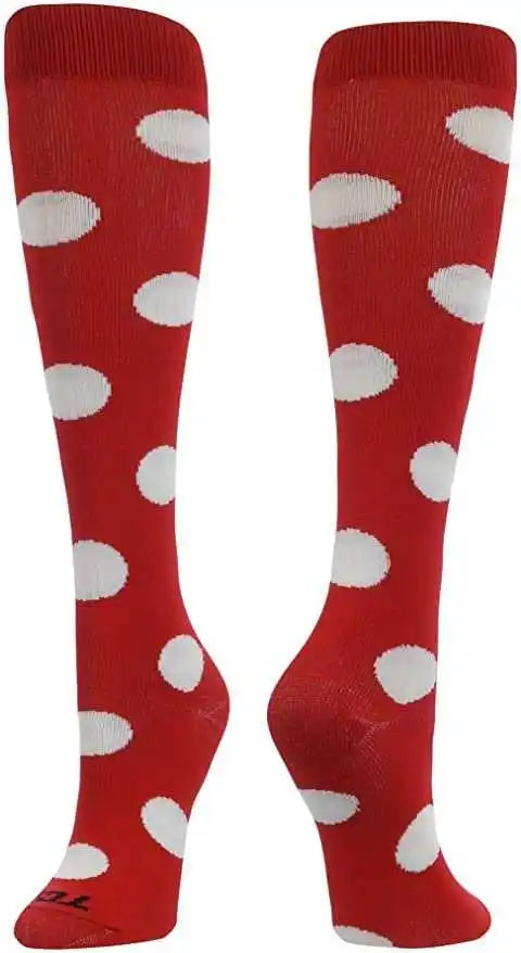 Tck Krazisox Polkadot Knee High Socks - Scarlet White