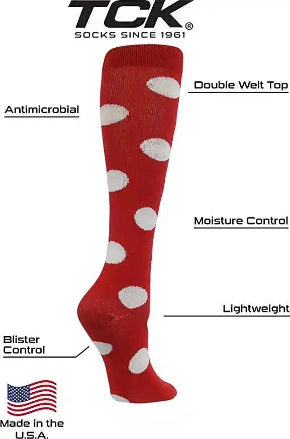 Tck Krazisox Polkadot Knee High Socks - Scarlet White