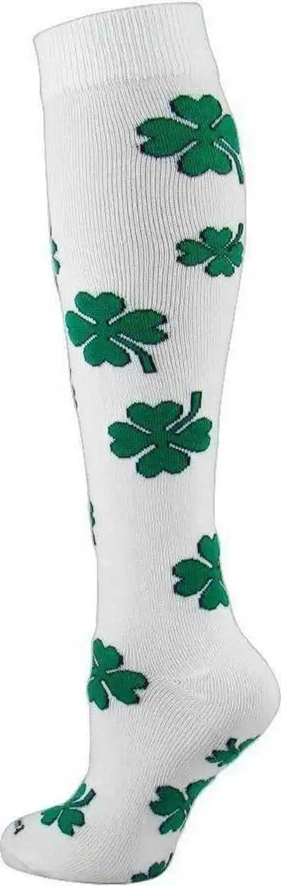 Tck Krazisox Shamrock Knee High Socks - White - Intermediate