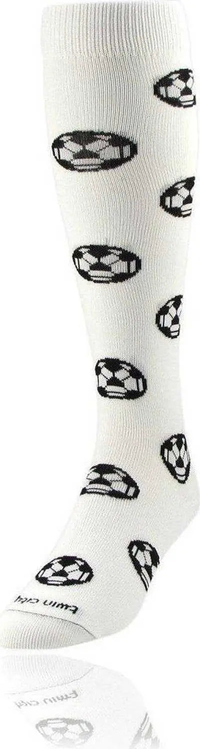 Tck Krazisox Soccer Balls Knee High Socks - White Black