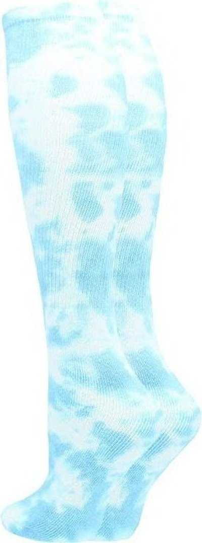 Tck Krazisox Tie Dye Knee High Socks - Columbia Blue White