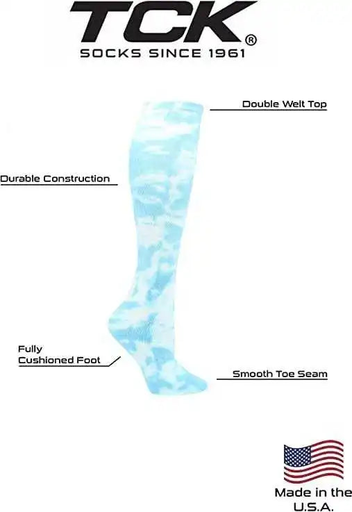 Tck Krazisox Tie Dye Knee High Socks - Columbia Blue White