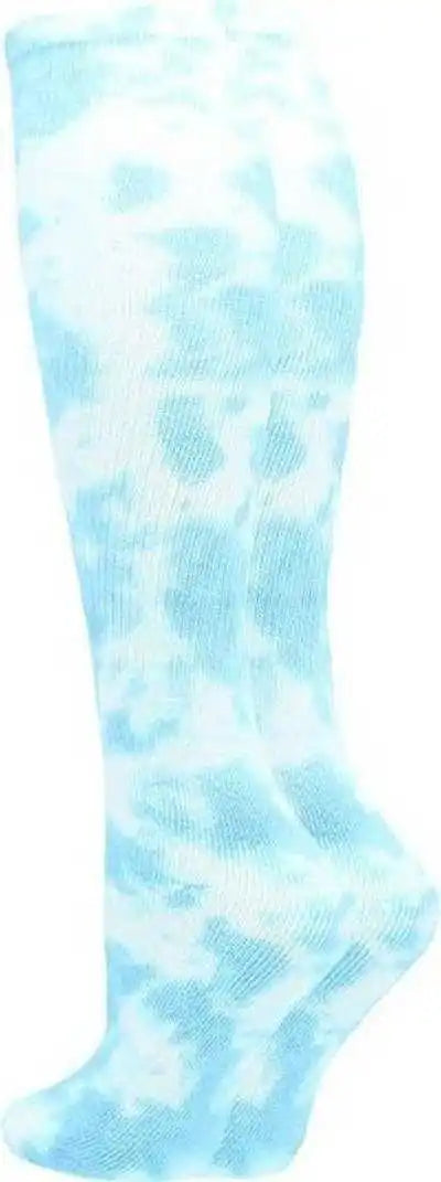 Tck Krazisox Tie Dye Knee High Socks - Columbia Blue White