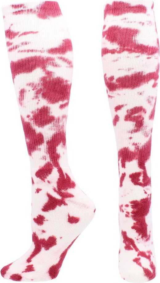 Tck Krazisox Tie Dye Knee High Socks - Maroon White