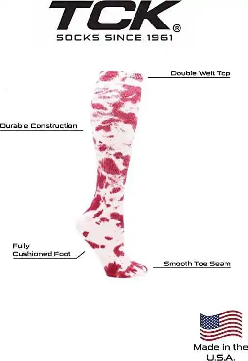 Tck Krazisox Tie Dye Knee High Socks - Maroon White