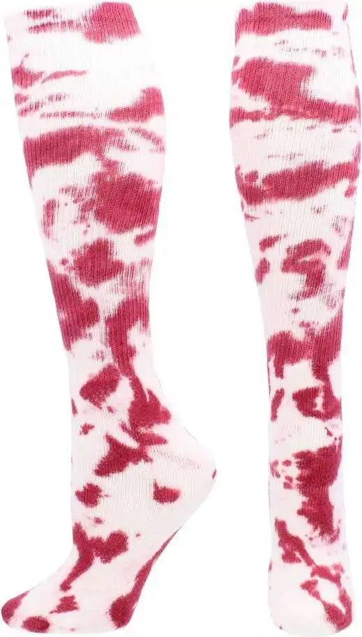 Tck Krazisox Tie Dye Knee High Socks - Maroon White
