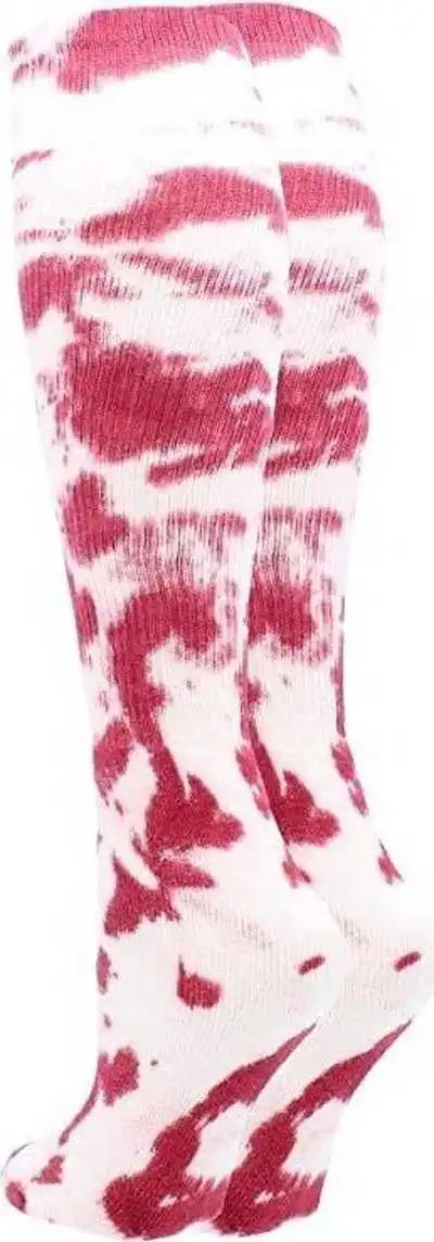 Tck Krazisox Tie Dye Knee High Socks - Maroon White