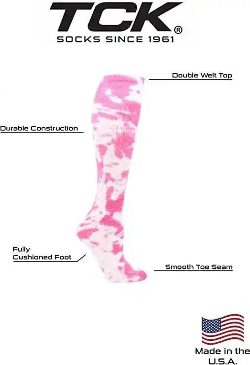 Tck Krazisox Tie Dye Knee High Socks - Pink White