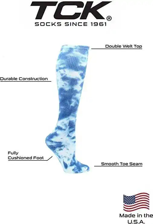 Tck Krazisox Tie Dye Knee High Socks - Royal White